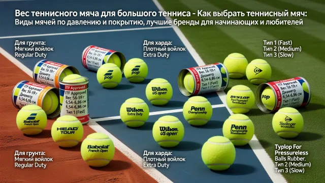 Вес теннисного мяча для большого тенниса - Как выбрать теннисный мяч: Виды мячей по давлению и покрытию, лучшие бренды для начинающих и любителей
